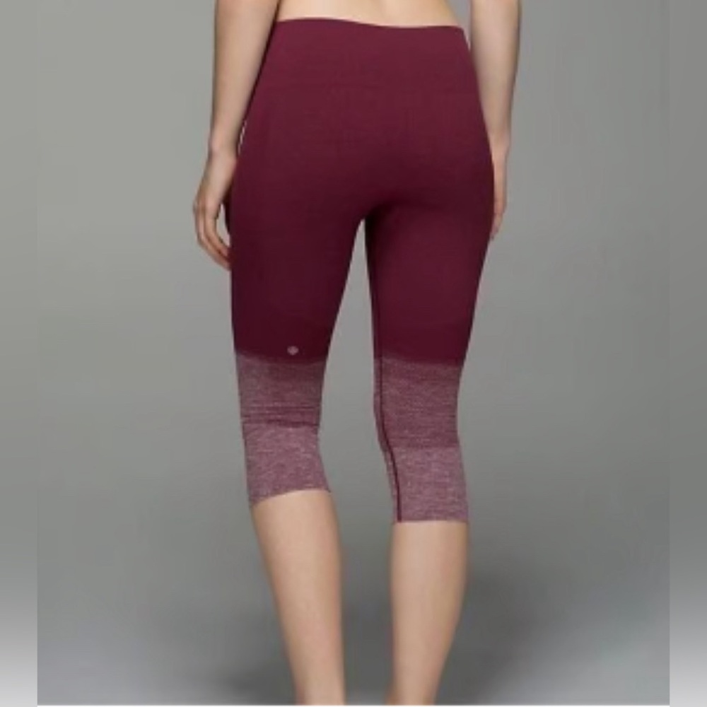 Lululemon Women's Seamlessly Street Crop Heathered Leggings Size 4 Burgundy $68